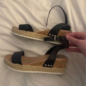 Steve Madden Black Espadrille Wedge Sandals